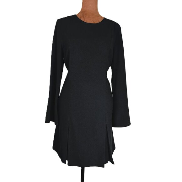 Topshop Black Double-Pleat Front Split-Cuff Mini Dress 6 - Picture 1 of 13